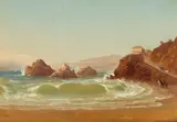 Thomas Hill, Cliff House and Golden Gate from Ocean Beach, oil on canvas