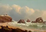 Thomas Hill, The Cliff House with Seal Rock and Sutro Bath, oil on canvas
