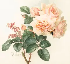 Roses by Paul de Longpré, watercolor on paper, sold Apr 2022