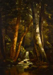 Forest Interior by Henry Ford, oil on canvas, offered Apr 2022