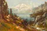 Thomas Hill, Mt. Shasta from Castle Lake, oil on board