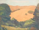Gottardo Piazzoni, Piazzoni Ranch, Carmel Valley; Golden Hills, Belvedere, California (a group of two), Ranch signed and dated 'GPIAZZONI -26' (lower left) and signed again