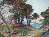 Aldro Thompson Hibbard, Windswept Cypress, Carmel, oil on canvas