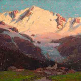 Edgar Alwin Payne, Village below Mont Blanc, oil on canvas