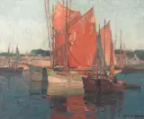Harbor, Concarneau, France by Edgar Alwin Payne, oil on canvas, sold Apr 2022