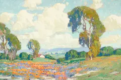 Paul Lauritz, California valley with poppies and lupine, oil on canvas