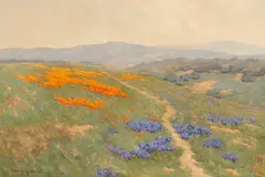 Granville Redmond, Lupines and Poppies, oil on canvas