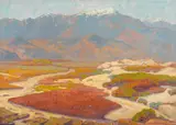 Franz Bischoff, Cotton field in desert river, oil on canvas