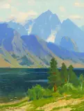 Charles Partridge Adams, Afternoon, Convict Lake in the Sierras, California, oil on canvas