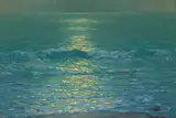 Granville Redmond, Moonlit Malibu Surf, oil on board