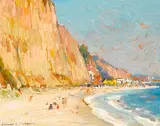 Alfred R. Mitchell, California Cliffs (Black's Beach), oil on board