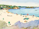 Standish Backus, Jr., Day at the beach, watercolor on paper