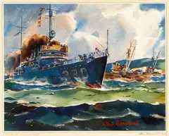 Modern Vigilantes by Arthur Edwaine Beaumont, watercolor and pencil on paper, sold Apr 2022