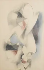 Stanton Macdonald-Wright, Combat, 1956, wax crayon and pencil on paper