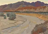Maynard Dixon, Evening on Orocopio (Painted Canyon), Imperial Valley, oil and graphite on canvas laid to artist's board