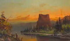 Frederick Schafer, Castle Rock, Columbia River, oil on canvas