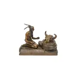 Charles M. Plein, The Vanishing Race, bronze and glass inkwell