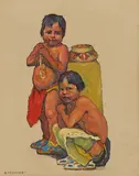 E. Irving Couse, Study for Two Brothers, oil on canvas