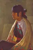 Joseph Henry Sharp, Crucita - Taos Indian Girl, oil on canvasboard