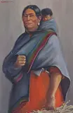 Elizabeth Lochrie, So-mu-sá-ki (Carries Water Woman), Crow Indian, oil on Masonite
