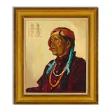 Mary Orwig Everett, Tolano - Governor of San Ildefonso, Tewa, oil on canvas