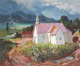 Fremont F. Ellis, Chapel at Gascon, acrylic on canvas
