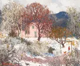 Fremont F. Ellis, Randall Davey's House - Winter, oil on canvas mounted on artist's Masonite