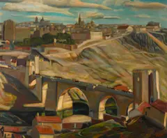 Joseph Fleck, El Puente de San Martín (Toledo, Spain), oil on canvas laid to artist's Masonite