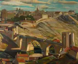 Joseph Fleck, El Puente de San Martín (Toledo, Spain), oil on canvas laid to artist's Masonite