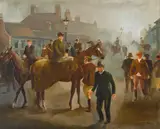 Randall Davey, Sales at Newmarket, England, 1930, oil on canvas