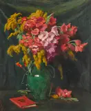 Joseph Henry Sharp, Gladiolus and Golden Rod, oil on canvas