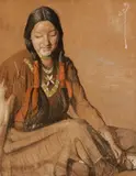 Richard Blossom Farley, Iroquois Woman, pastel on tan paper
