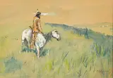 Philip Russell Goodwin, Native figure on horseback observing a wagon train