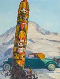 Maurice Logan, Totem Pole and Rolls Royce, oil on canvas