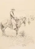 Elling William "Bill" Gollings, Ranching Cowboy on Horseback