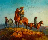 Sheriff's Posse by Olaf Wieghorst, oil on canvas, sold Apr 2022