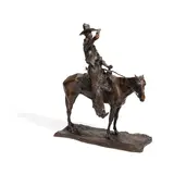 The Working Cowboy by Pavel Petrovich Troubetzkoy, bronze with brown patina, sold Apr 2022