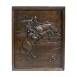 Bronco Buster Plaque by Frederic Remington, bronze with brown patina, sold Apr 2022