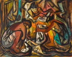 Bernice Lee, Mexican Washerwomen, oil on canvas
