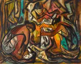 Bernice Lee, Mexican Washerwomen, oil on canvas