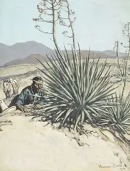 Over the Border by Maynard Dixon, oil on board, sold Apr 2022
