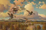 Harry Curieux Adamson, Autumn Prelude - Pintails, oil on board