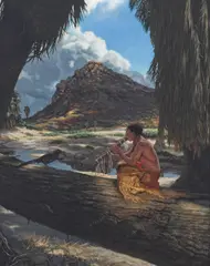 Bradley W. Giles, Song in the Palm Canyon, oil on compressed wood board