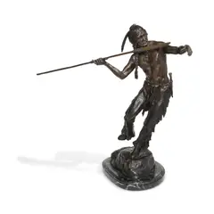 Elie Hazak, Indian Hunter, bronze with golden brown patina