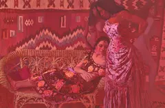 Donald 'Putt' Putman, Four Mexican women in an interior, oil on board