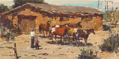 Burt Procter, The New Bunch, oil on Masonite