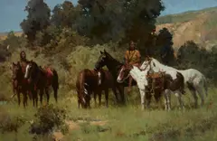 Holding the War Horses by Zhuo Shu, 2011, oil on canvas, sold Apr 2022