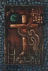 Cady Wells, Abstract composition, circa 1950, gouache on black paper