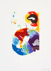 Untitled (SFE-091) by Sam Francis, 1993, Etching in colors, on Rives BFK paper, sold Nov 2021