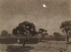 Desert Moon by Maynard Dixon, watercolor and ink on paper, sold Aug 2021